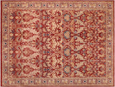 handmade Traditional Lahore Red Tan Hand Knotted RECTANGLE 100% WOOL area rug 10x14
